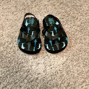 Brand New Toddler Boy's Harper Canyon Sandals with Blue Sharks & Ankle Strap